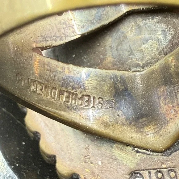 Vintage Stephen Dweck Natural Yellow Rutilated Quartz Ring Size 7.5 - Picture 7 of 9